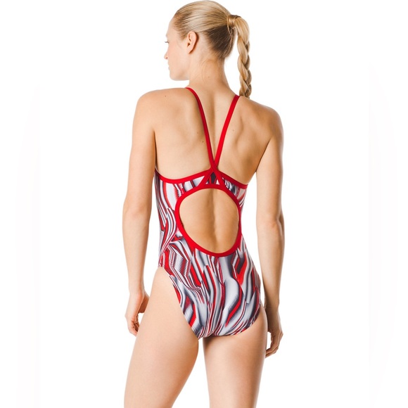 Speedo Liquid Velocity Flyback Women’s Competitive Swimsuit Black Red Size 8/34 - Picture 2 of 8